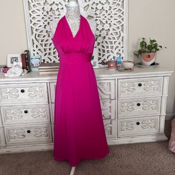 Banana Republic Halter Maxi Dress Party Wedding Guest Pink - Picture 3 of 6